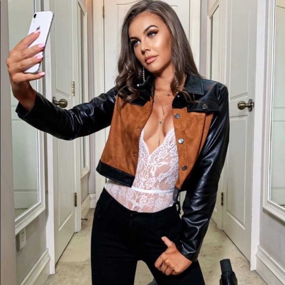 Faux Leather and Suede Jacket